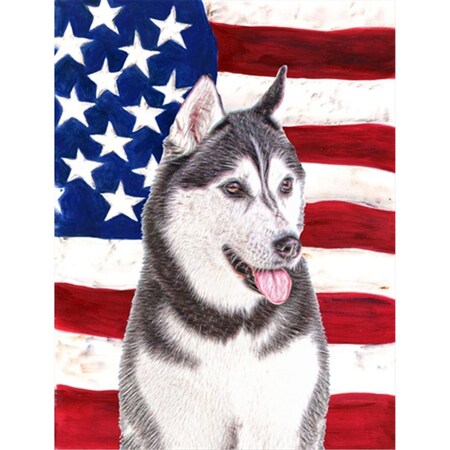 Carolines Treasures USA American Flag with Alaskan Malamute Flag Canvas House Size KJ1154CHF